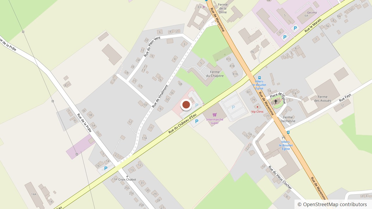 Plan d'accès au restaurant, rue du Château d'Eau à Villers-le-Bouillet